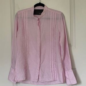 Claridge + King Pink Pintuck Linen Button Down Shirt Medium